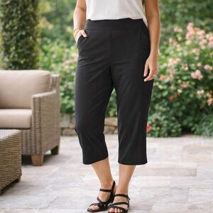 Dana Buchman SuperStretch Pull-On Black Crop Pants Women’s XL‎ Rayon Comfort